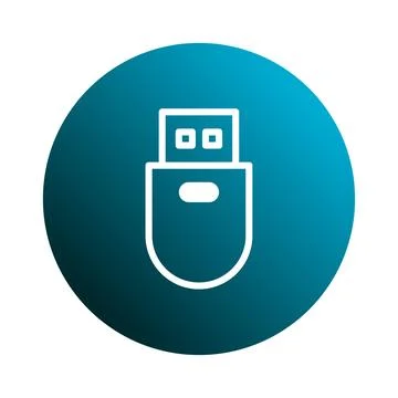 USB Flash Drive Icon on a Gradient Blue Circle Illustrating Data Storage an.. Stock Illustration
