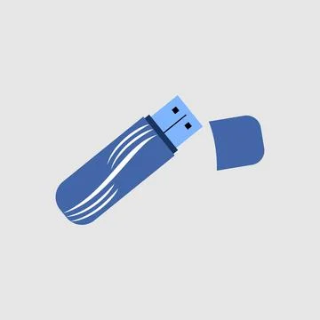 Usb flash drive icon. Gray background with blue. storage drives Illustrazione stock