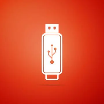 USB flash drive icon isolated on orange background. Flat design. Vector Ill.. イラスト素材