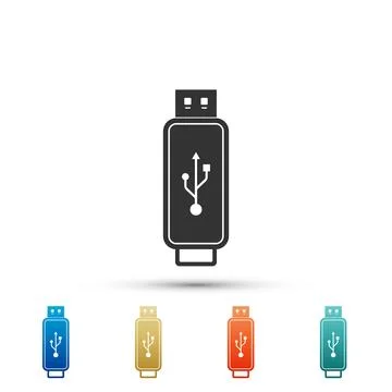 USB flash drive icon isolated on white background. Set elements in colored .. Stock Illustration