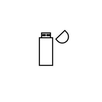 USB Flash drive icon line outline style isolated on white background, the ill Illustrazione stock