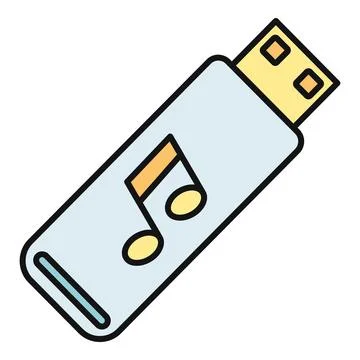 Usb flash drive icon with musical note 库存插图