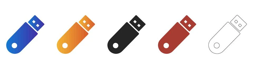 USB flash drive icon set for data storage Stock Illustration