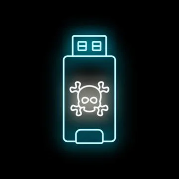 Usb flash drive icon with skull warning cyber threat Stock Illustration
