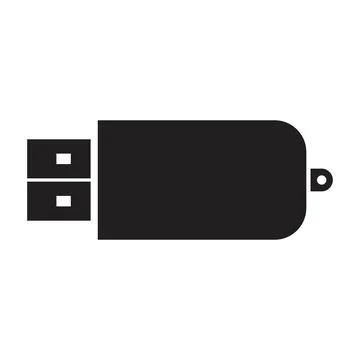 Usb flash drive icon vector design template in black color isolated sign on w Illustrazione stock