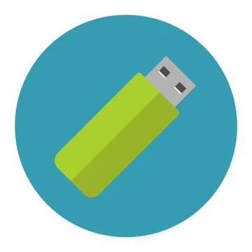 USB flash drive icon on white background. Vector illustration in trendy flat Stock Illustration