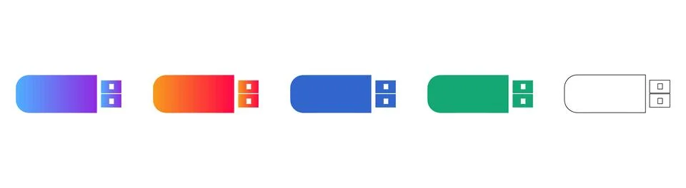 USB Flash Drive Icons Set for Data Storage Stock Illustration