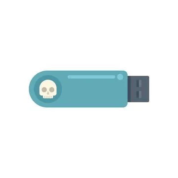 Usb flash drive infected with virus showing skull icon 스톡 일러스트