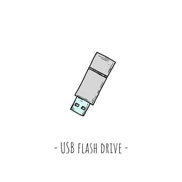 USB flash drive. Isolated object on white. Stock Illustration
