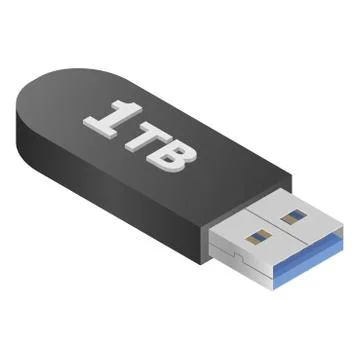 USB flash drive. Isometric new black black portable memory. Иллюстрация