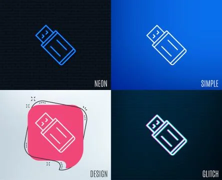 USB flash drive line icon. Memory stick sign. Stock Illustration