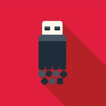 Usb flash drive losing data on red background Stock Illustration