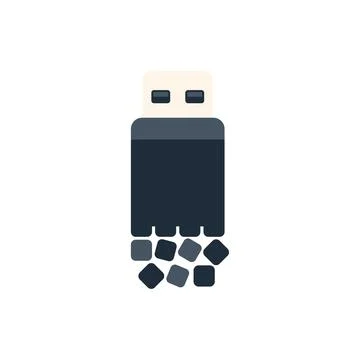 Usb flash drive losing data as binary code in flat design Stockillustratie