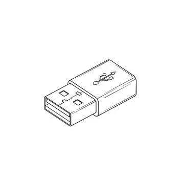 Usb flash drive memory stick data storage device line art icon Stock Illustration