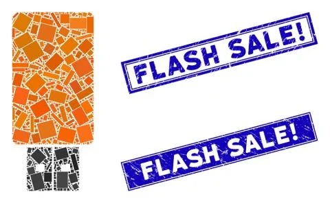 USB Flash Drive Mosaic and Scratched Rectangle Flash Sale! Seals Illustrazione stock