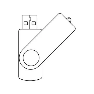 USB Flash Drive Outline Icon Illustration on Isolated White Background Illustrazione stock