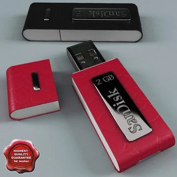 USB Flash Drive SanDisk 2Gb 3D Model
