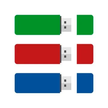 Usb flash drive set icon isolated on white background. Vector illustration Stock Illustration
