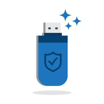 Usb flash drive with shield, Data Protection Stock Illustration