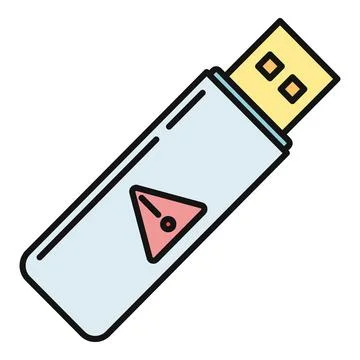 Usb flash drive showing data risk warning icon 스톡 일러스트