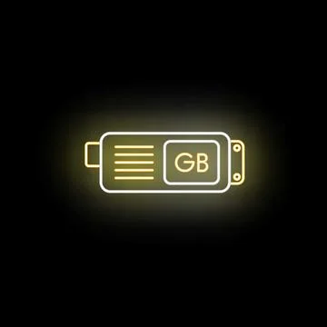 Usb flash drive showing gigabyte storage in neon glow Stock Illustration