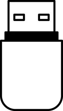 A USB flash drive is shown in black and white イラスト素材