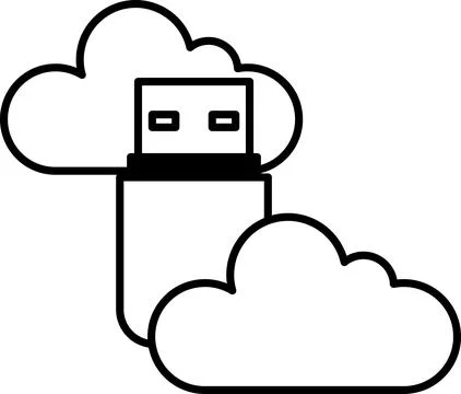 USB flash drive is shown with a cloud in the background Stock Illustration