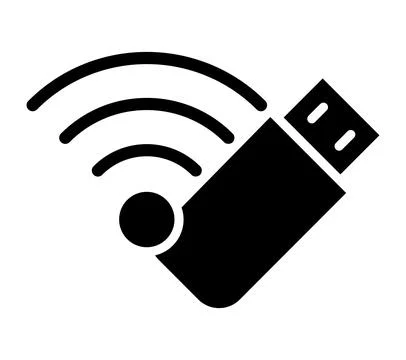 USB Flash Drive with Signal Waves Illustrating Wireless Connectivity Stock Illustration
