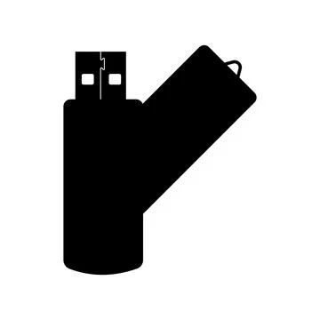 USB Flash Drive Silhouette. Black and White Icon Design Element on Isolated.. Stock Illustration