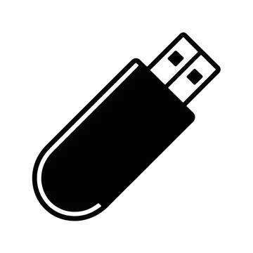 USB Flash Drive Storage Device Silhouette Icon Stock Illustration