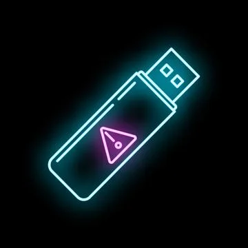 Usb flash drive transmitting cyber security warning Stock Illustration