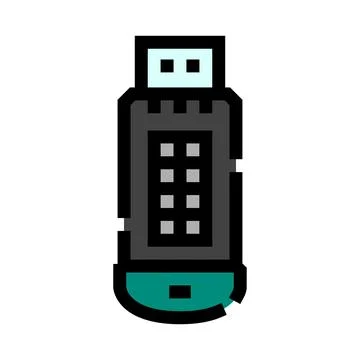 Usb flash drive transmitting digital data and information storing Illustrazione stock