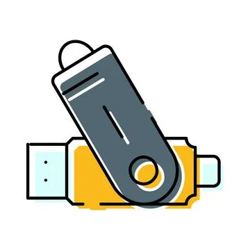 Usb flash drive transmitting digital data storage Stock Illustration
