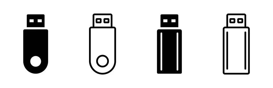 USB flash drive vector icon set. Memory card storage symbol. Portable USB i.. Stock Illustration