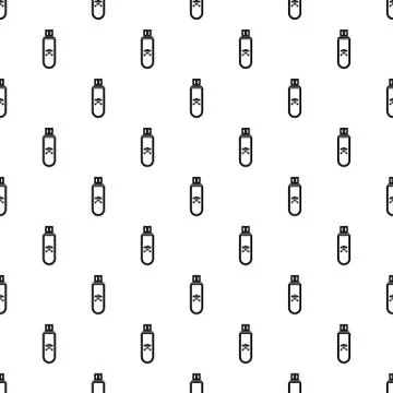 Usb flash drive with virus pattern, simple style 스톡 일러스트