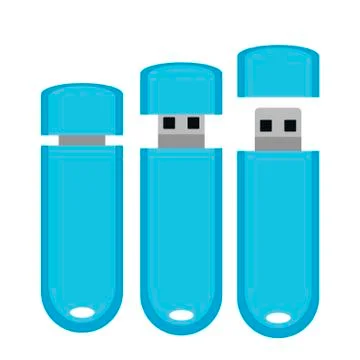 USB Flash Drive on white background. Vector illustration in trendy flat style Stock Illustration