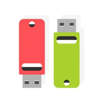 USB flash drive on white background. Vector illustration in trendy flat style Stock Illustration