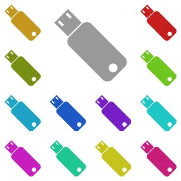 Usb flash driver icon in multi color. Simple glyph vector of Technology set f 스톡 일러스트
