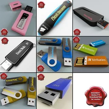 USB Flash Drives Collection V3 3D Model
