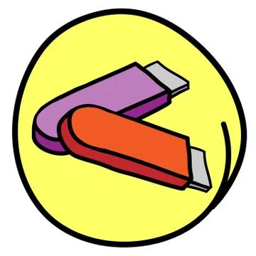 USB Flash Drives on Round Yellow Background Illustrazione stock