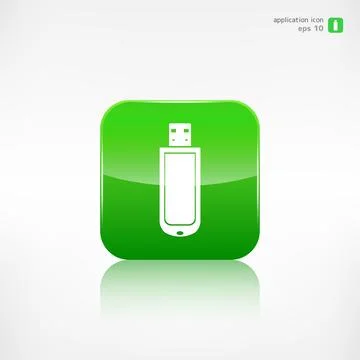 Usb flash drivo web icon. Application button. Stock Illustration
