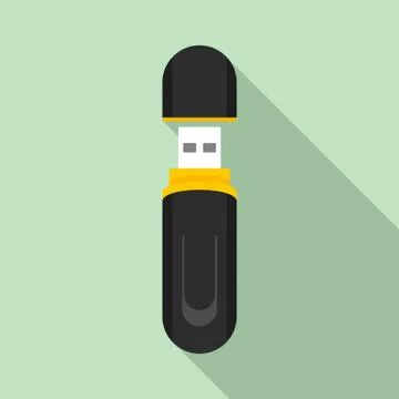 Usb flash icon, flat style Stock Illustration