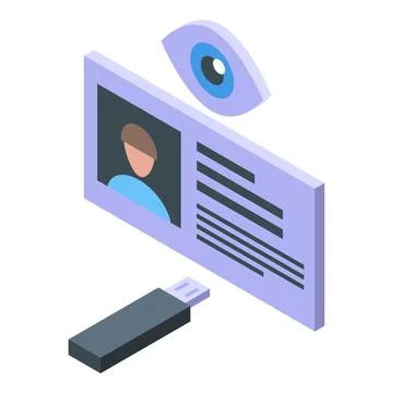 Usb flash id icon isometric vector. Contract document Illustrazione stock