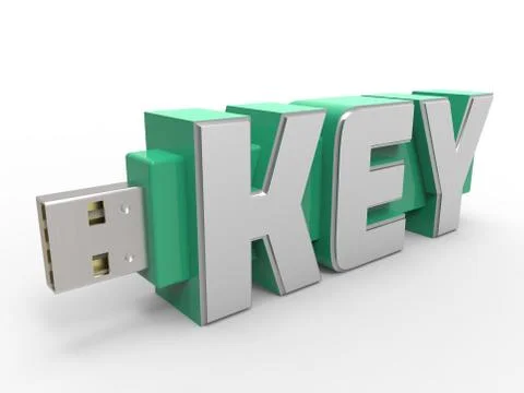 USB Flash Key Drive With Text Stock Illustration