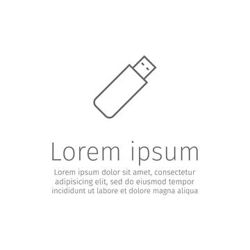 USB flash. Line icon. Vector sign. Stock Illustration