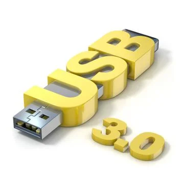 USB flash memory 3.0, made with the word USB. 3D Illustrazione stock