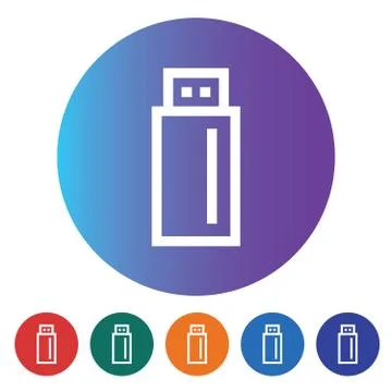 Usb Flash. Memory Card Vector Line Icon Stock Illustration