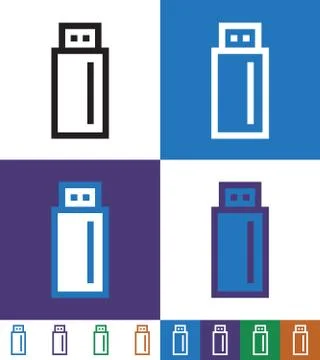 Usb Flash. Memory Card Vector Line Icon Stock Illustration