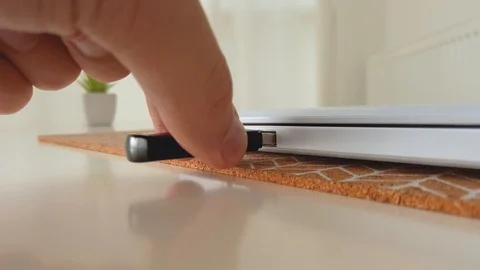 USB flash memory connect laptop port Stock Footage 122833791