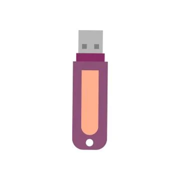 USB flash memory drive on white background. Vector illustration in trendy flat Stock Illustration